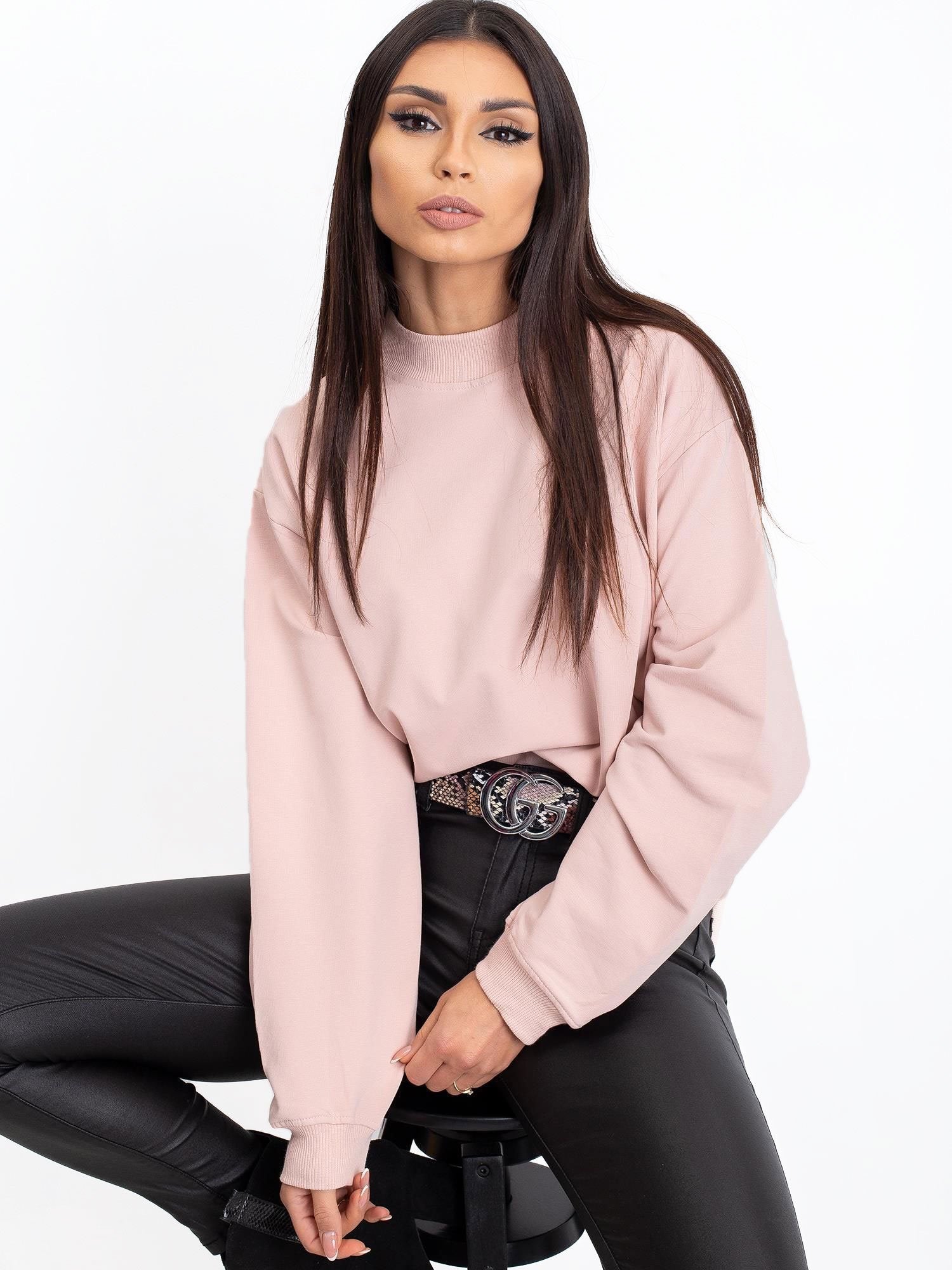 Brudnoróżowa bawełniana bluza basic