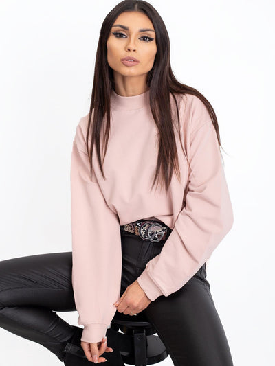 Brudnoróżowa bawełniana bluza basic
