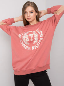Brudnoróżowa bawełniana bluza oversize z nadrukiem