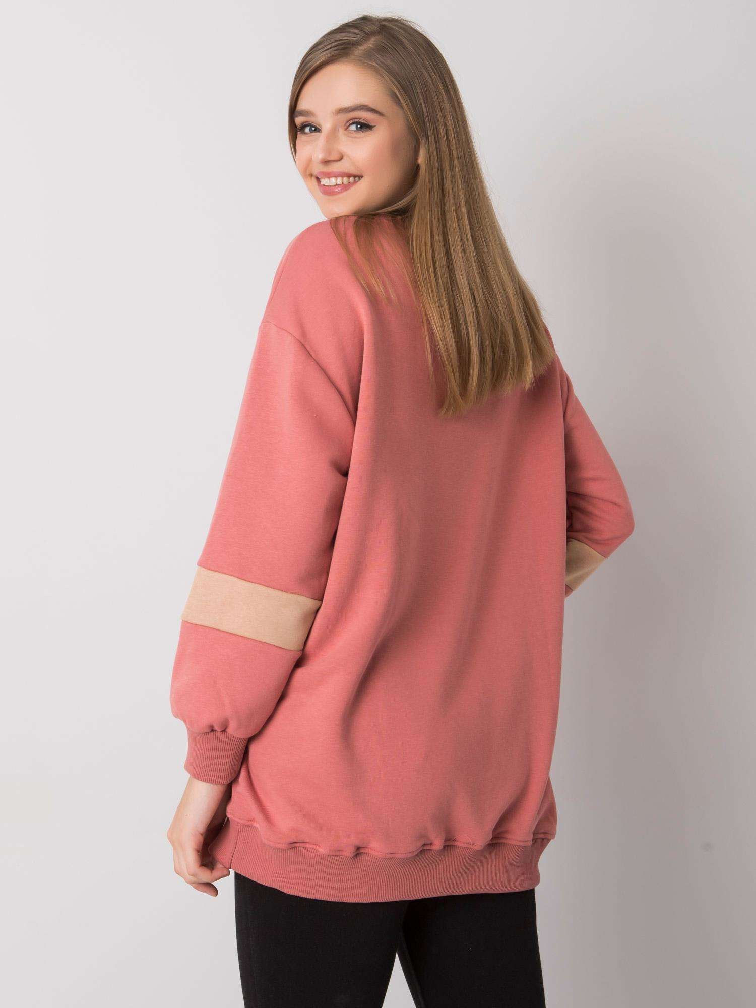 Brudnoróżowa bawełniana bluza oversize z nadrukiem