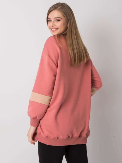 Brudnoróżowa bawełniana bluza oversize z nadrukiem