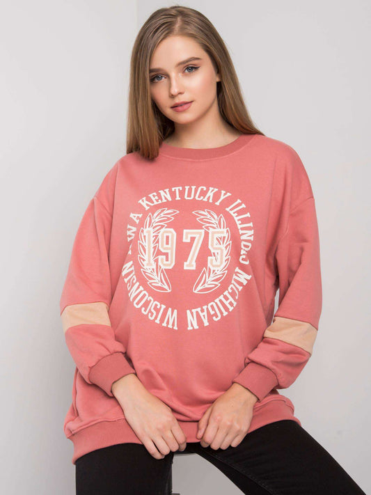 Brudnoróżowa bawełniana bluza oversize z nadrukiem