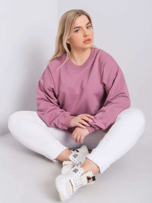 Brudnoróżowa bluza plus size bez kaptura
