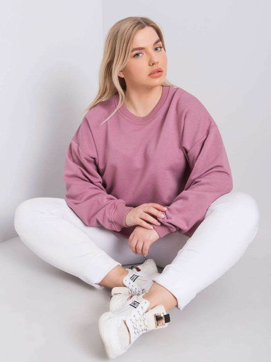 Brudnoróżowa bluza plus size bez kaptura