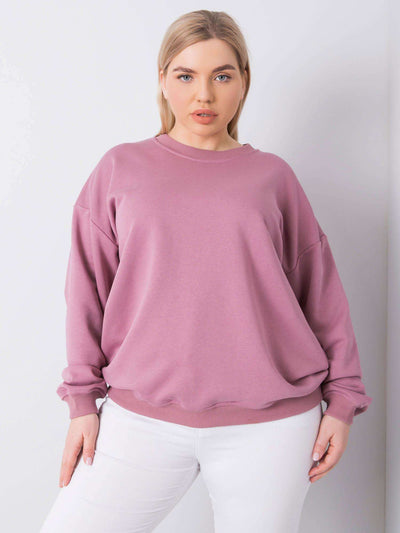 Brudnoróżowa bluza plus size bez kaptura