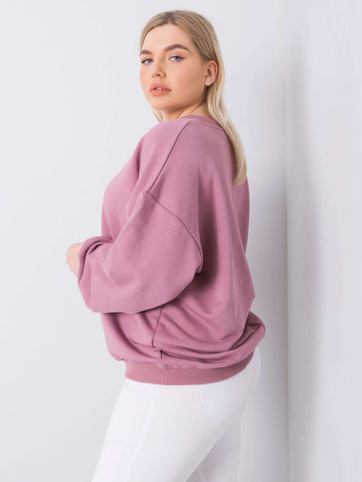 Brudnoróżowa bluza plus size bez kaptura