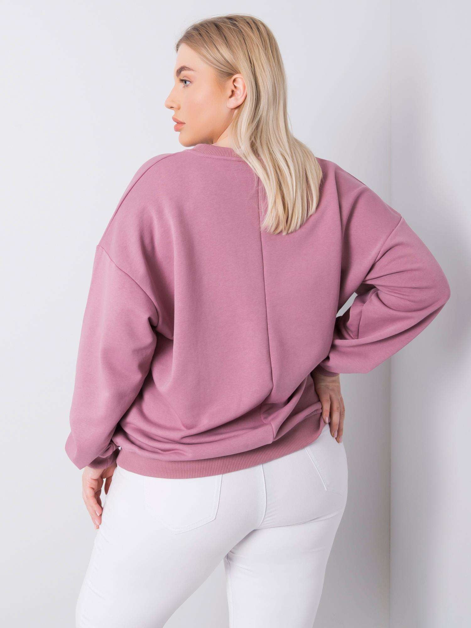 Brudnoróżowa bluza plus size bez kaptura