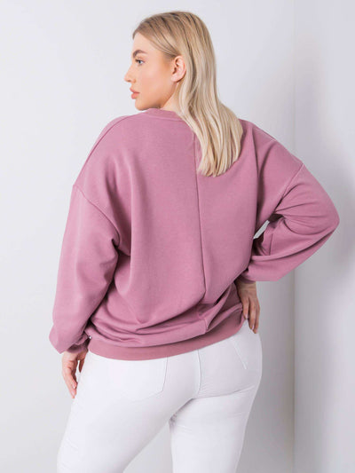 Brudnoróżowa bluza plus size bez kaptura