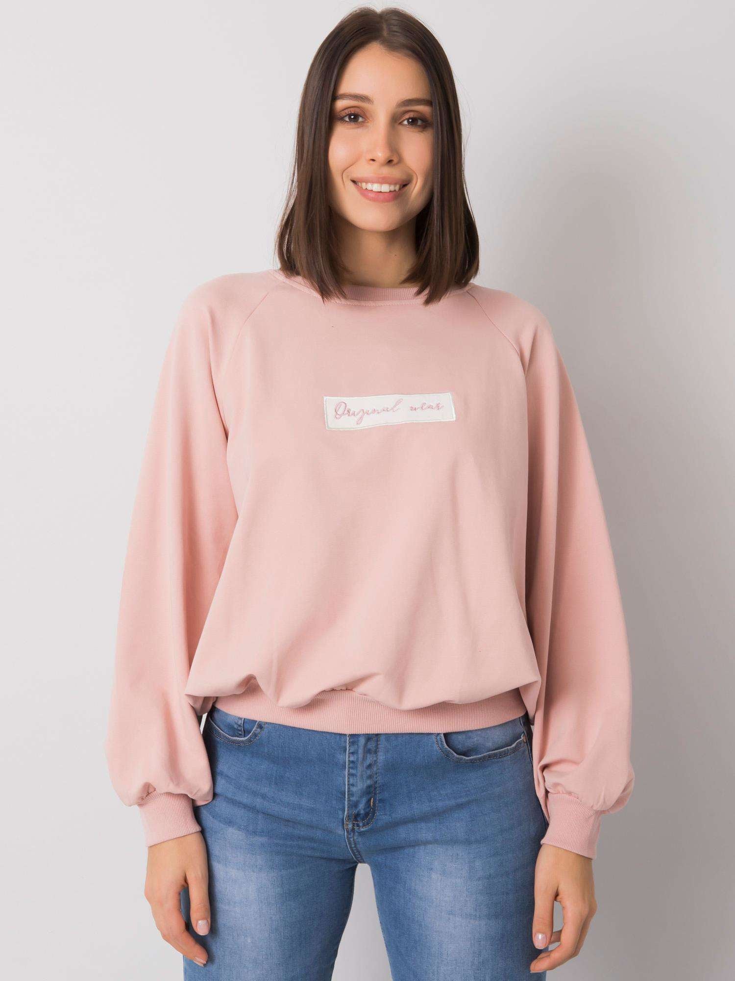 Brudnoróżowa bawełniana bluza plus size