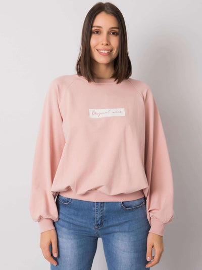 Brudnoróżowa bawełniana bluza plus size
