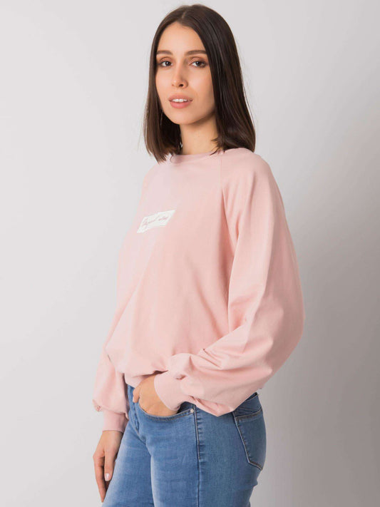 Brudnoróżowa bawełniana bluza plus size