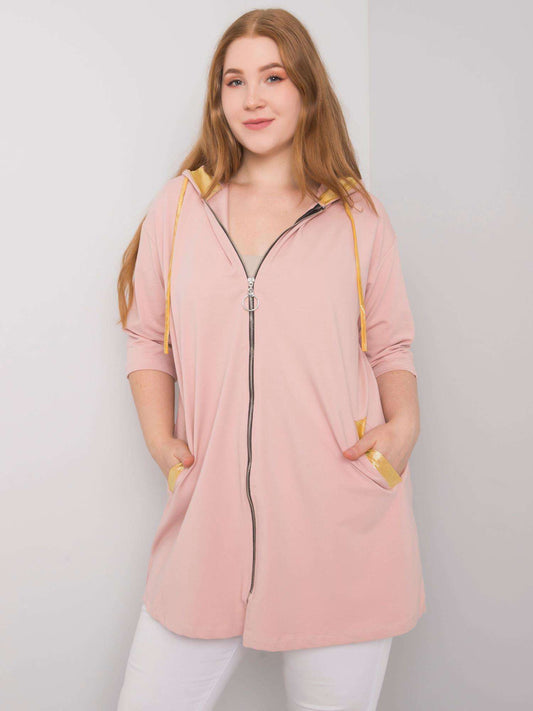 Brudnoróżowa damska bluza plus size rozpinana