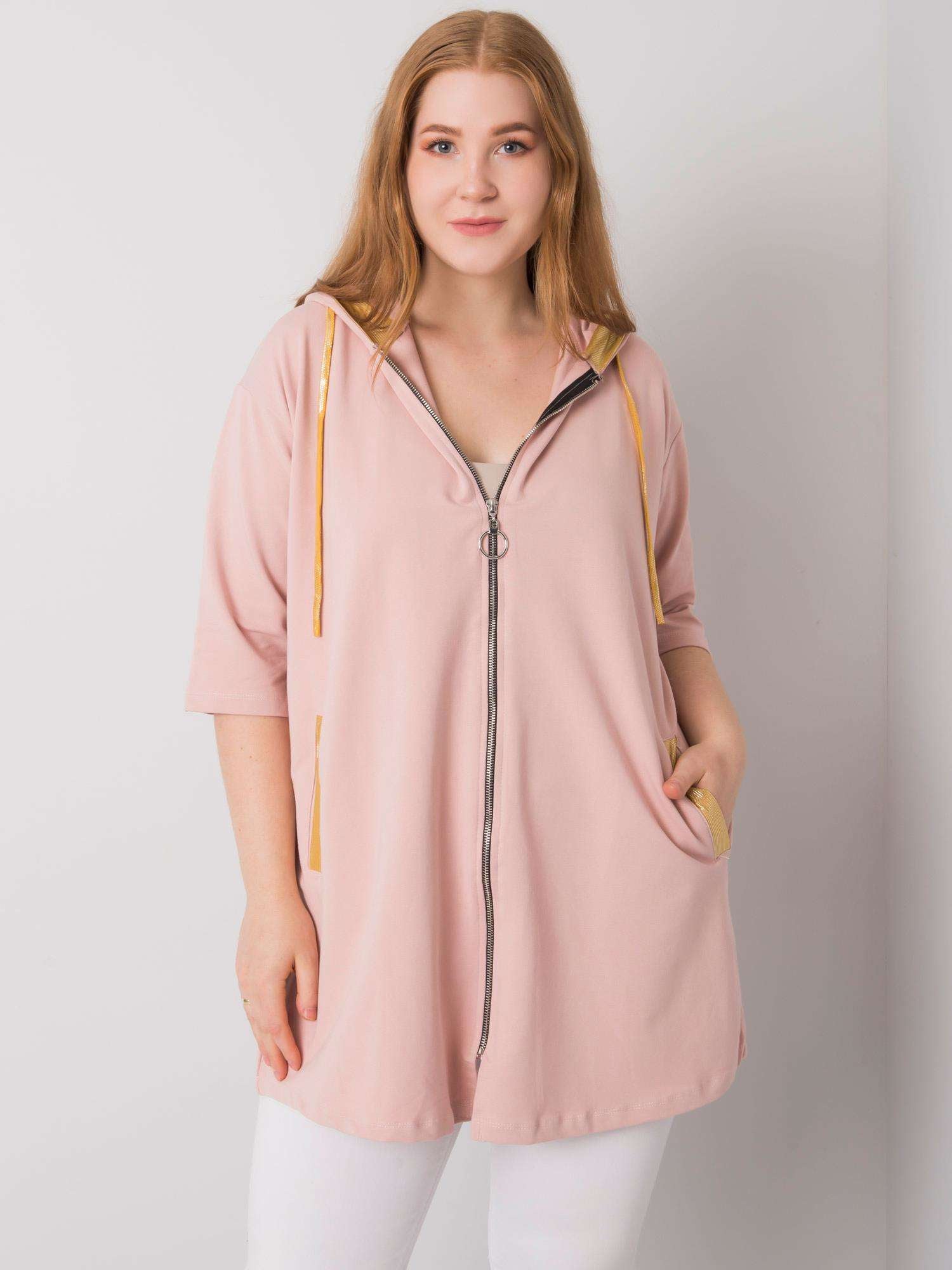 Brudnoróżowa damska bluza plus size rozpinana
