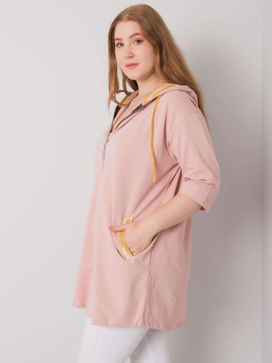 Brudnoróżowa damska bluza plus size rozpinana