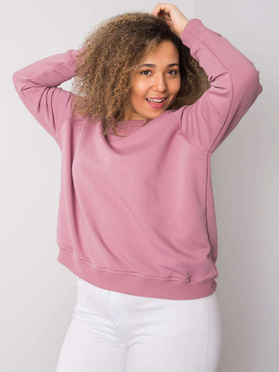 Brudnoróżowa bluza plus size bez kaptura
