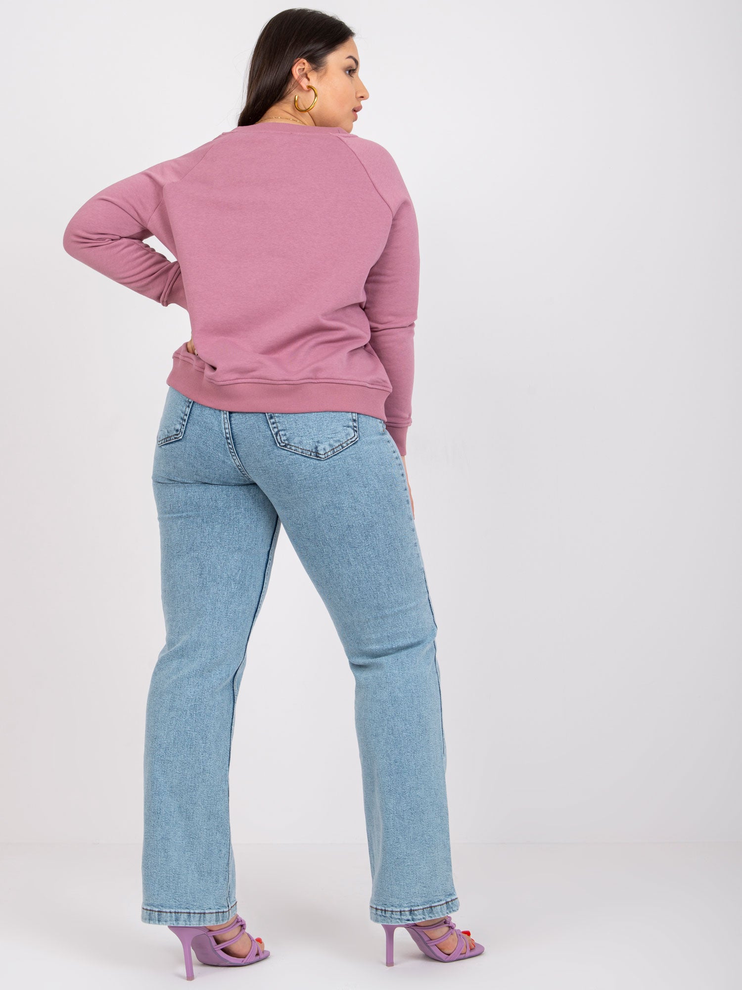 Brudnoróżowa bluza plus size bez kaptura
