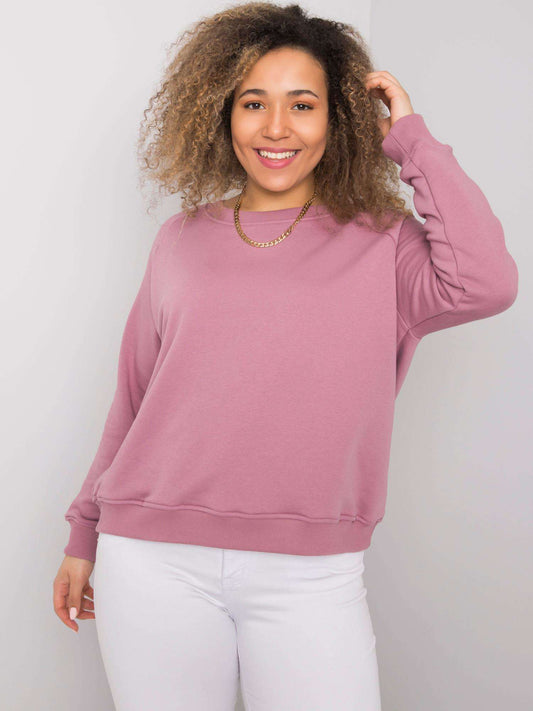 Brudnoróżowa bluza plus size bez kaptura