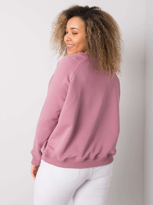 Brudnoróżowa bluza plus size bez kaptura