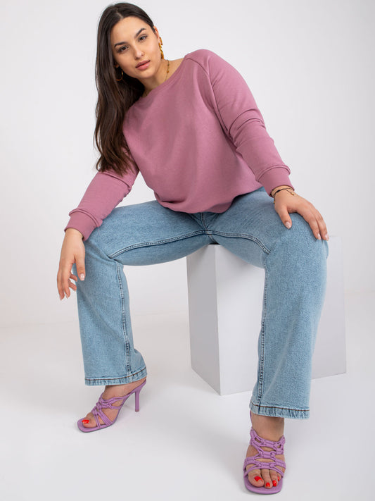 Brudnoróżowa bluza plus size bez kaptura