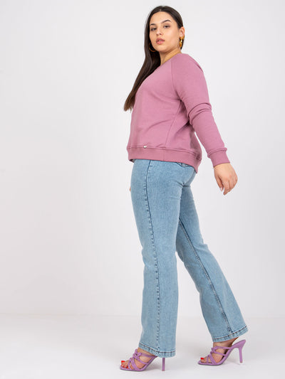 Brudnoróżowa bluza plus size bez kaptura