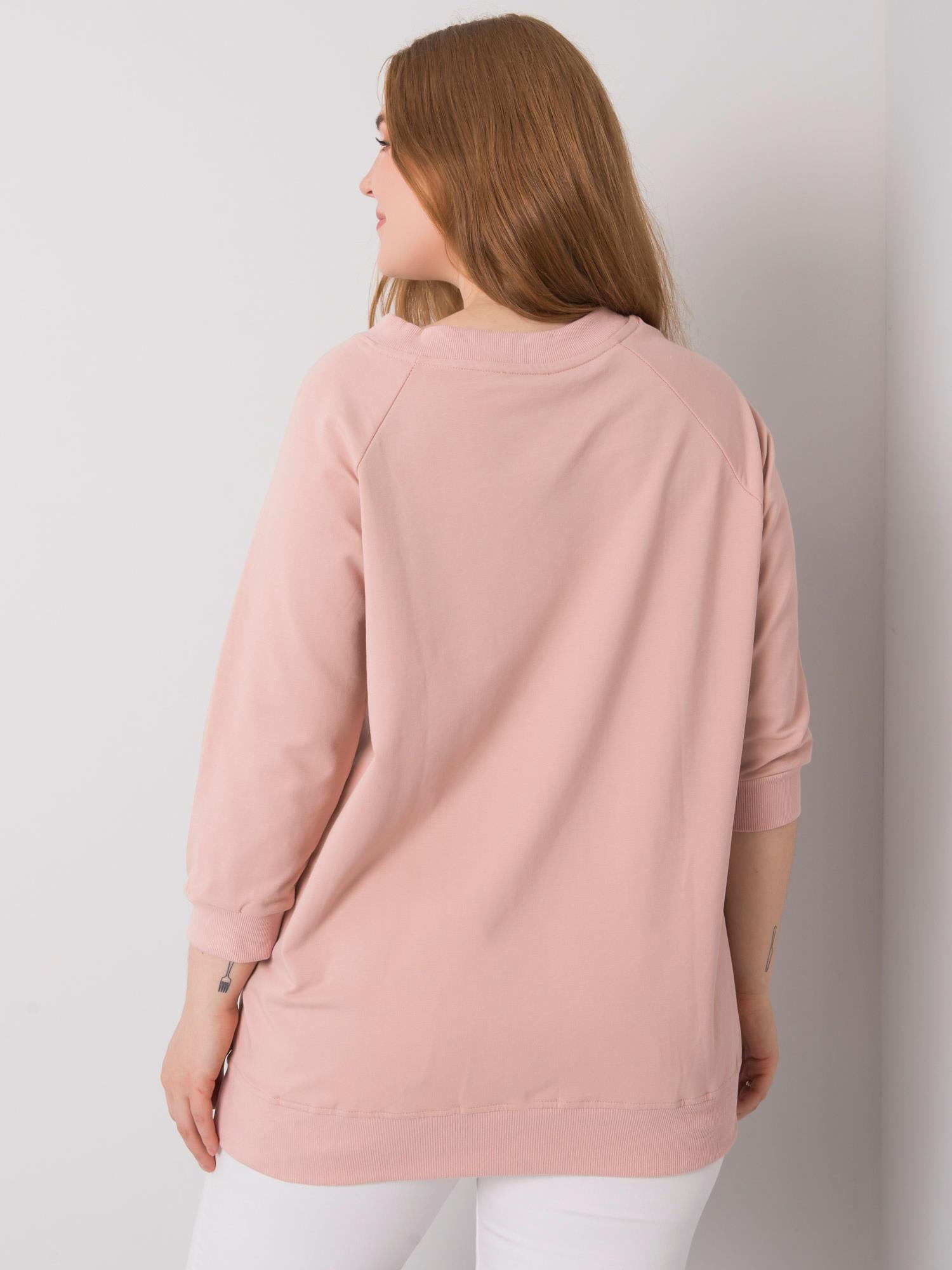 Brudnoróżowa bluza plus size z dekoltem V