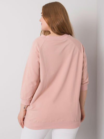 Brudnoróżowa bluza plus size z dekoltem V