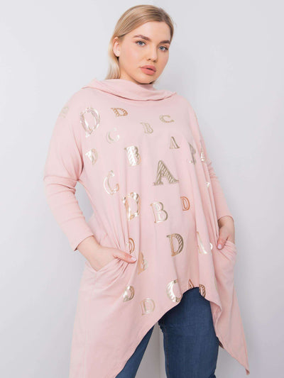 Brudnoróżowa bluza plus size z nadrukiem