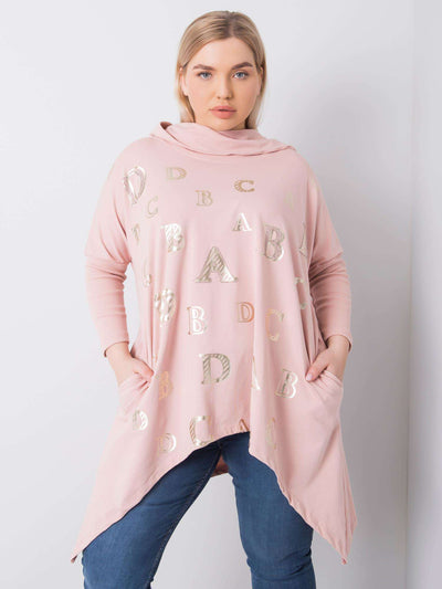 Brudnoróżowa bluza plus size z nadrukiem
