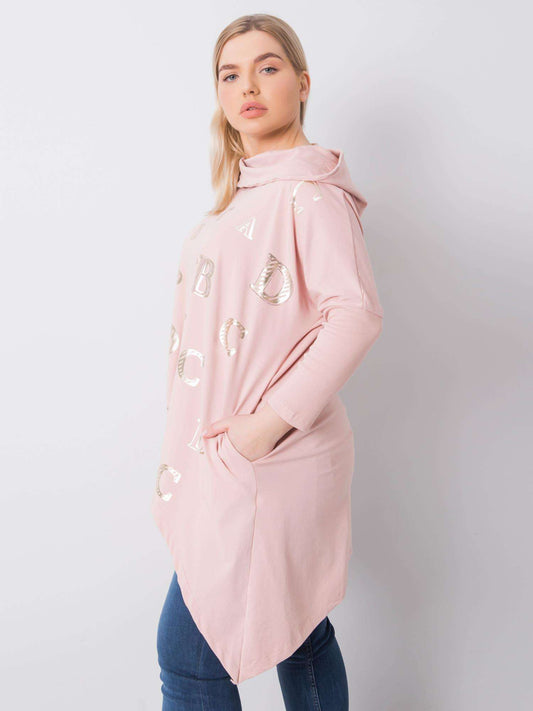 Brudnoróżowa bluza plus size z nadrukiem