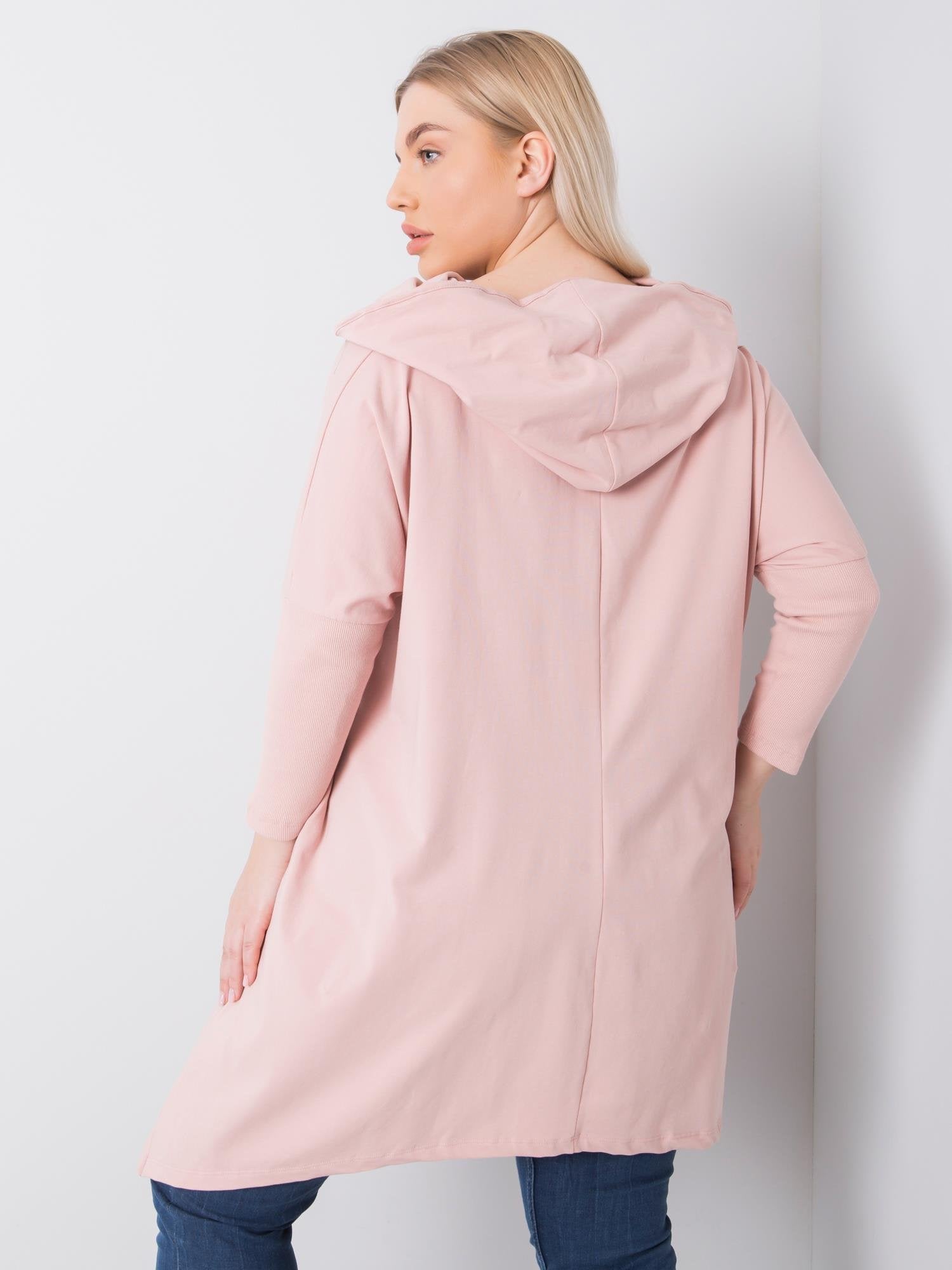 Brudnoróżowa bluza plus size z nadrukiem