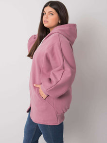 Brudnoróżowa bluza plus size z kieszeniami