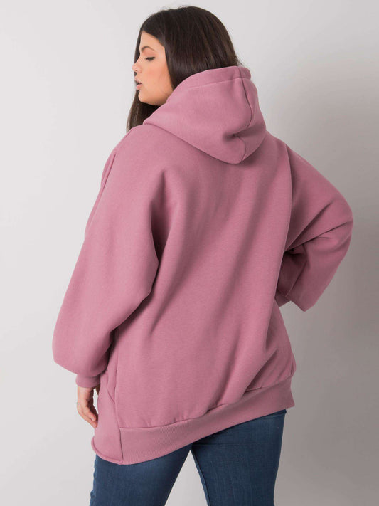 Brudnoróżowa bluza plus size z kieszeniami