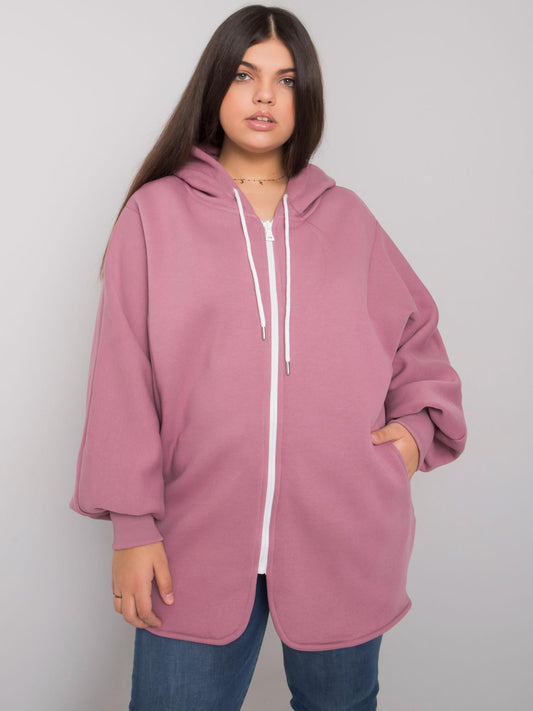 Brudnoróżowa bluza plus size z kieszeniami