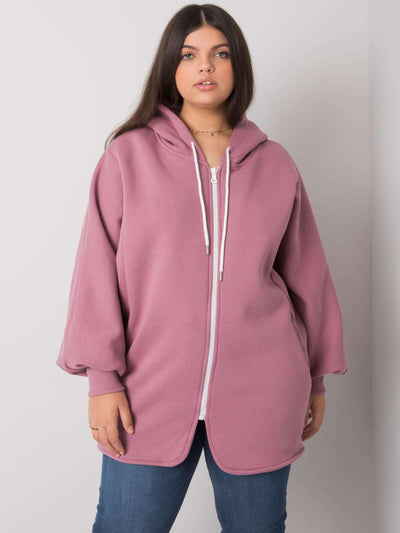 Brudnoróżowa bluza plus size z kieszeniami