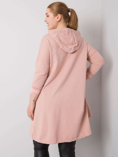 Brudnoróżowa bluza damska plus size z kieszenią