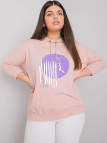 Brudnoróżowa bluzka plus size z dżetami