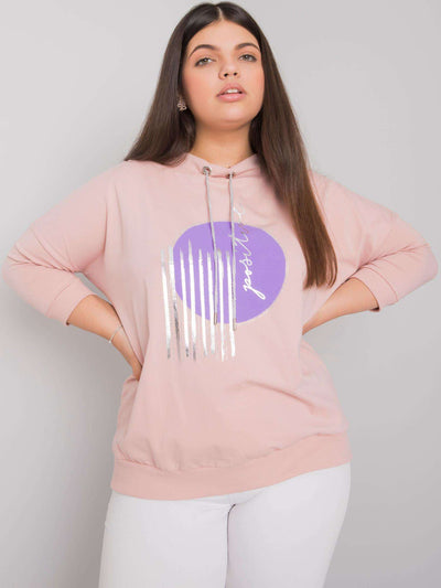 Brudnoróżowa bluzka plus size z dżetami