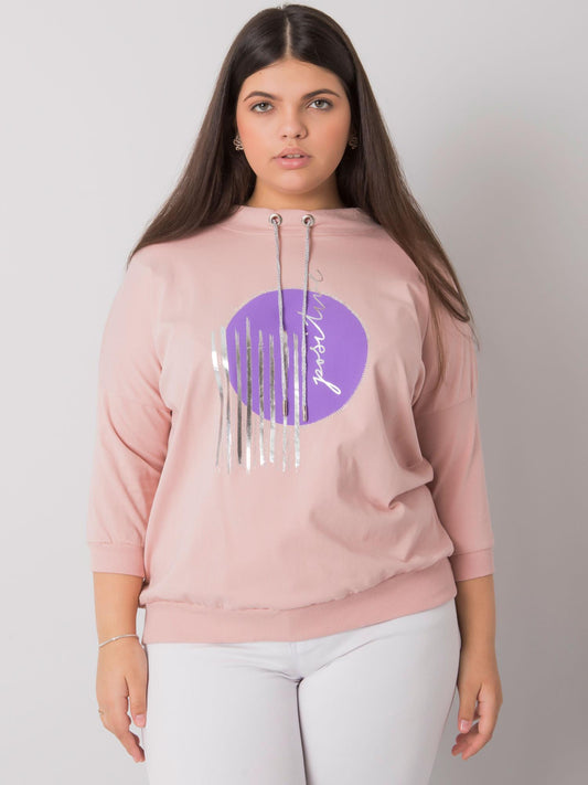 Brudnoróżowa bluzka plus size z dżetami