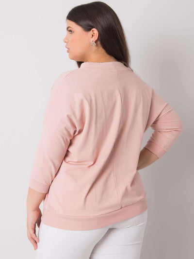 Brudnoróżowa bluzka plus size z dżetami
