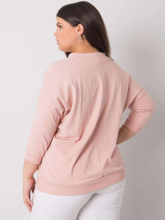 Brudnoróżowa bluzka plus size z dżetami