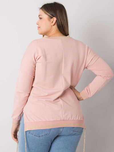 Brudnoróżowa bluzka plus size z napisami
