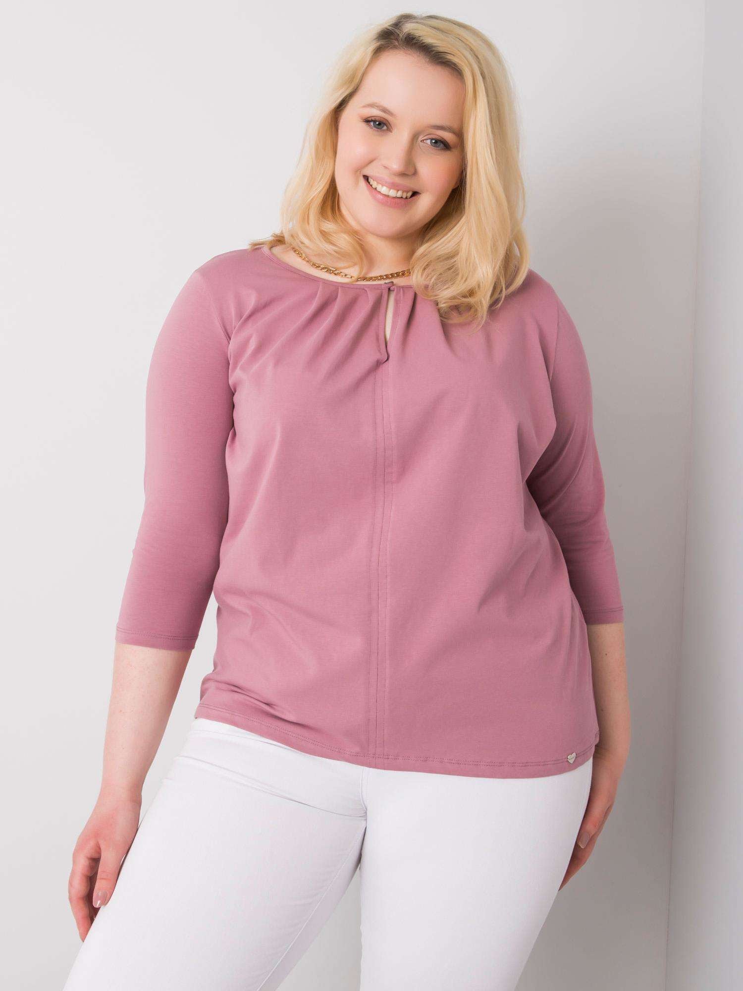 Brudnoróżowa bluzka plus size bawełniana
