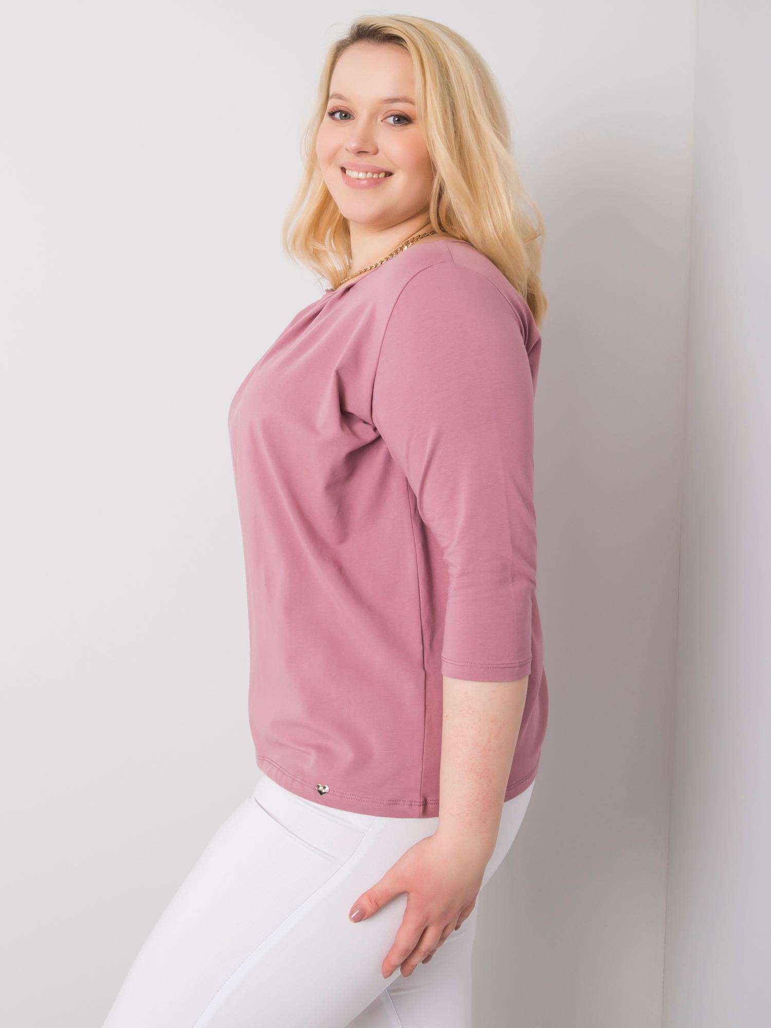 Brudnoróżowa bluzka plus size bawełniana