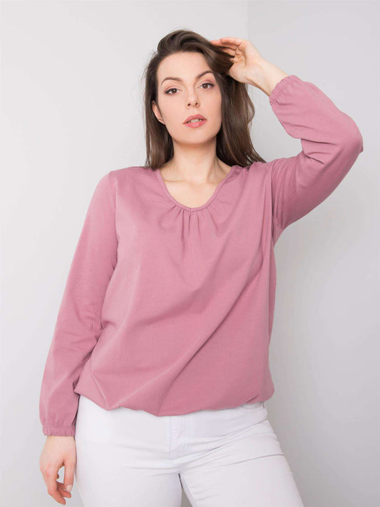 Brudnoróżowa bluzka plus size z bawełny