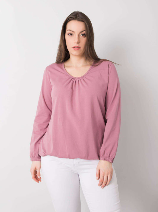 Brudnoróżowa bluzka plus size z bawełny