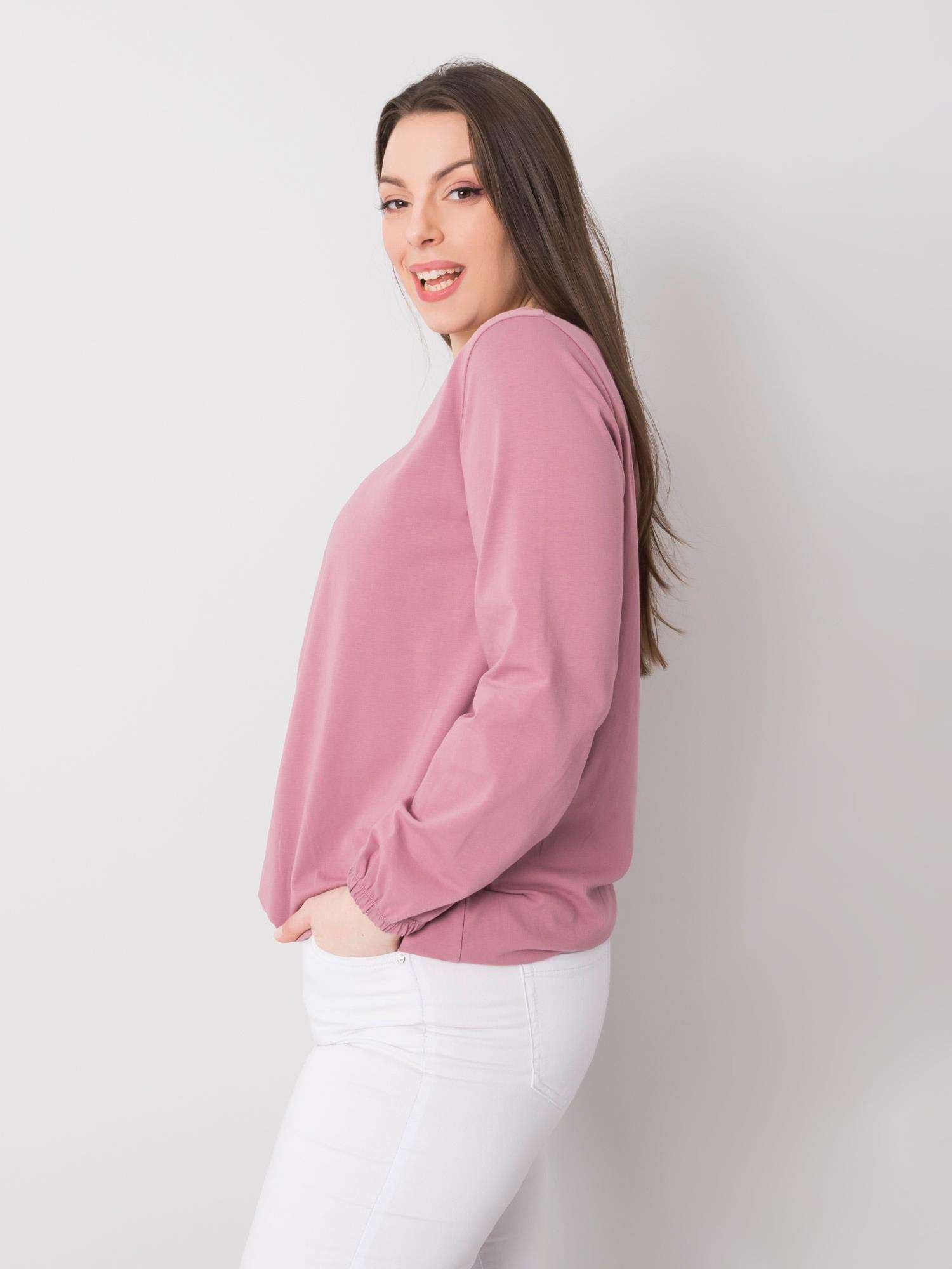 Brudnoróżowa bluzka plus size z bawełny