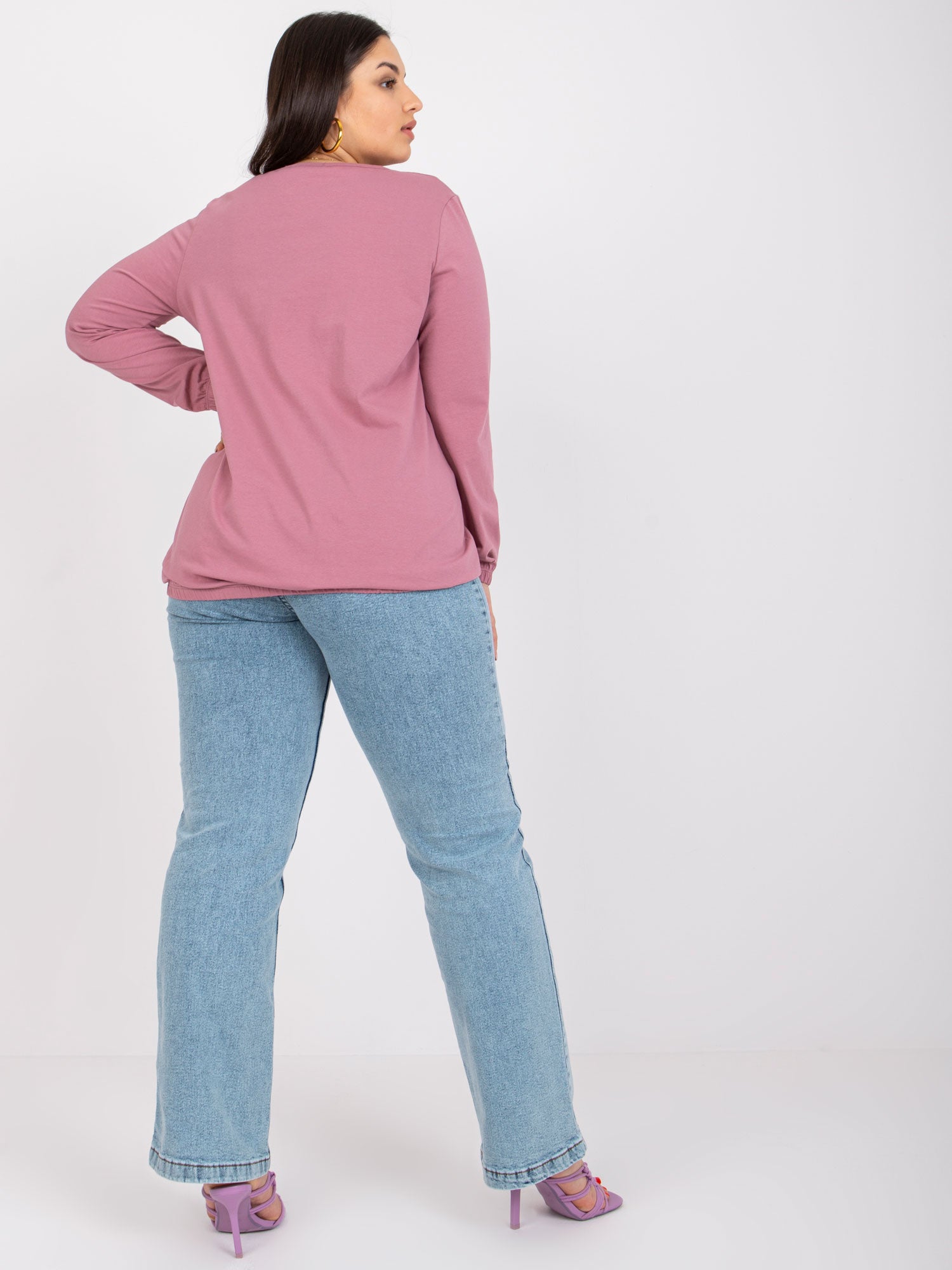 Brudnoróżowa bluzka plus size z bawełny