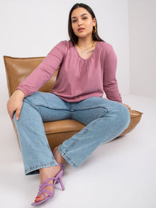 Brudnoróżowa bluzka plus size z bawełny