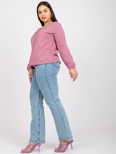 Brudnoróżowa bluzka plus size z bawełny