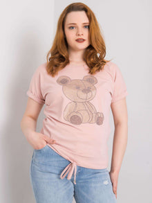 Brudnoróżowa bluzka plus size z troczkami